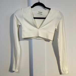 Garage White Long-sleeve Crop Top